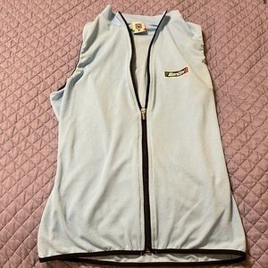 Women’s cycling jersey, sleeveless, Santini brand, blue w/ black trim, medium